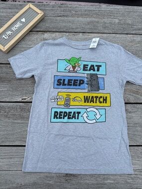 Star Wars Disney Eat Sleep Watch Repeat Youth T-Shirt medium nwt